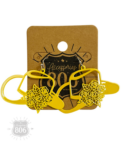Flower cowboy hat earring - LC