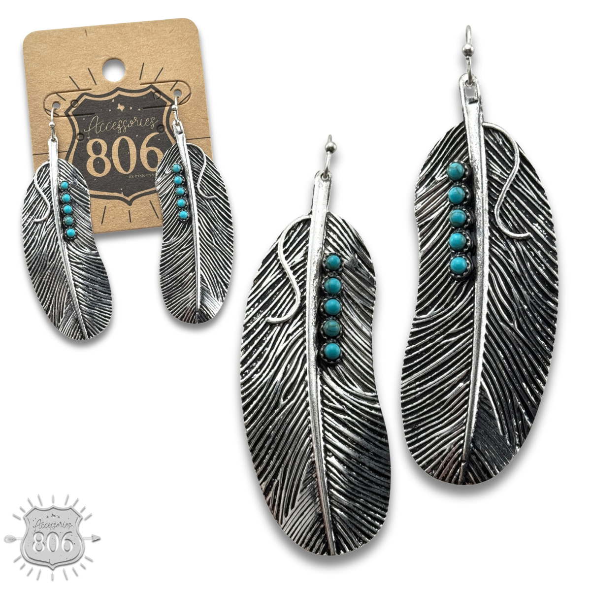 Stone studded feather earring - LC