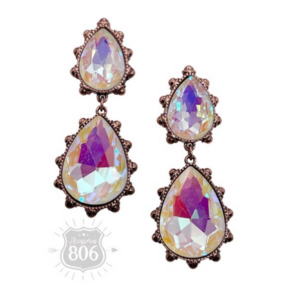 Western rhinestone teardrop earring - LC