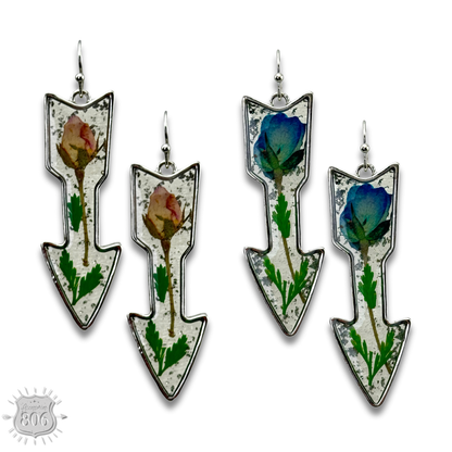 Pressed flower arrow earring - LC