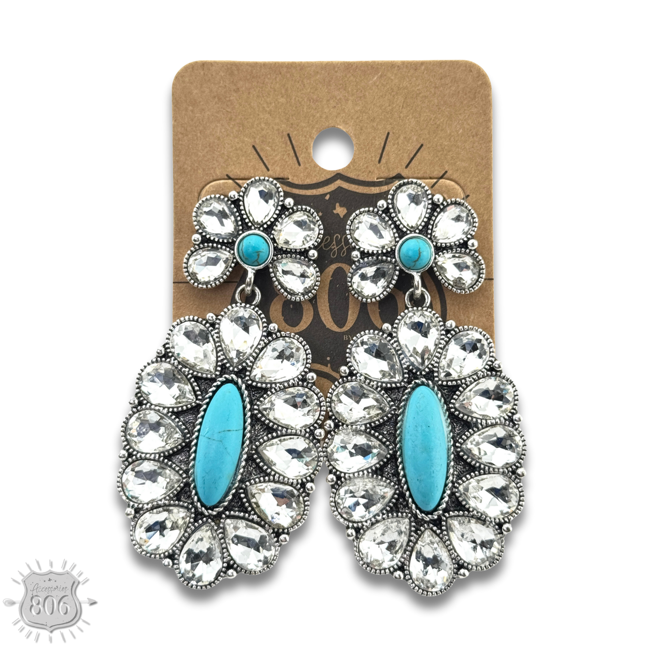 Western rhinestone concho earring