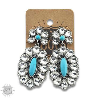 Western rhinestone concho earring
