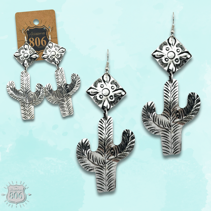Silver cactus earring - LC