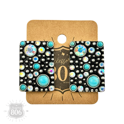 Western burnished rectangle earring