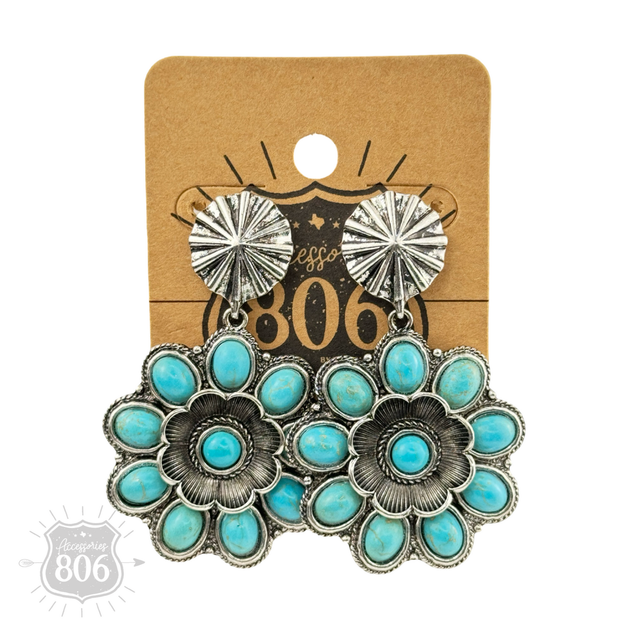 Western flower shape earring on post