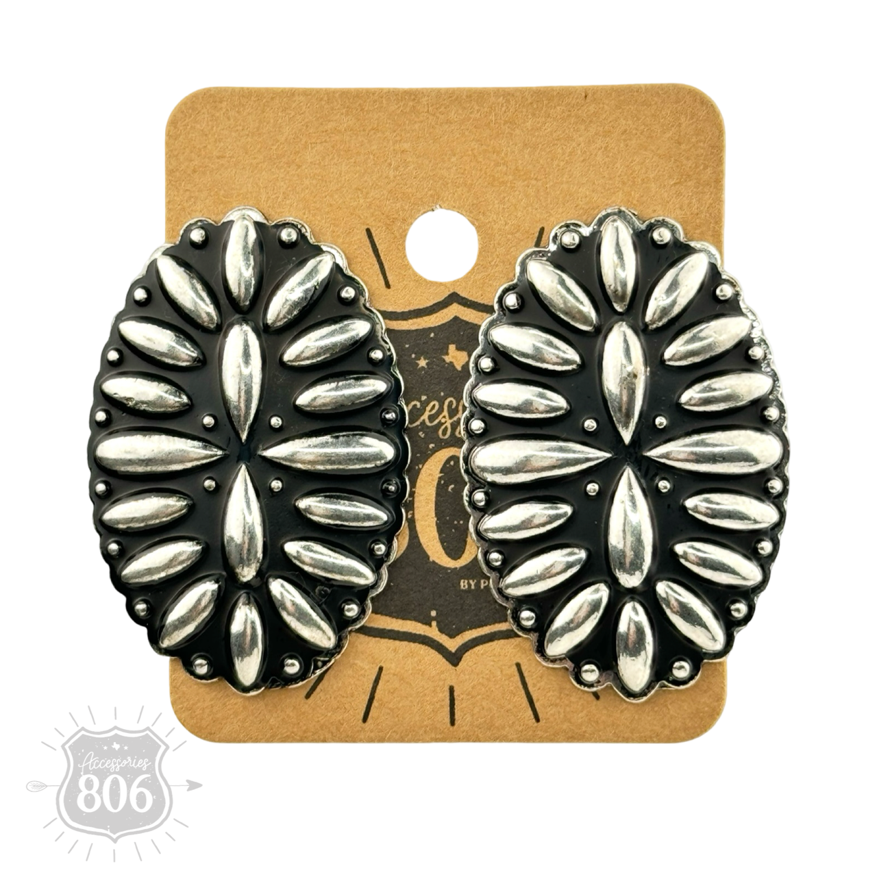 Western carved look post earring
