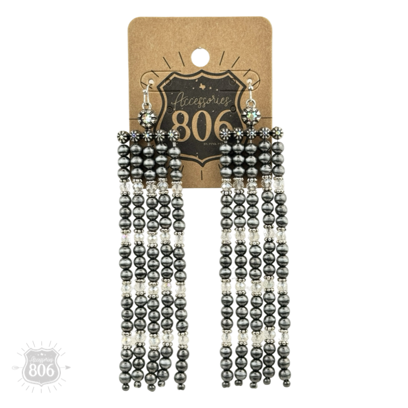 Western burnished pearl bead chandelier earring
