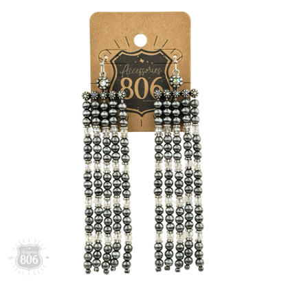 Western burnished pearl bead chandelier earring