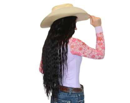 AeroTEQ Lilac Bloom Mesh Pearl Snap Rodeo Shirt