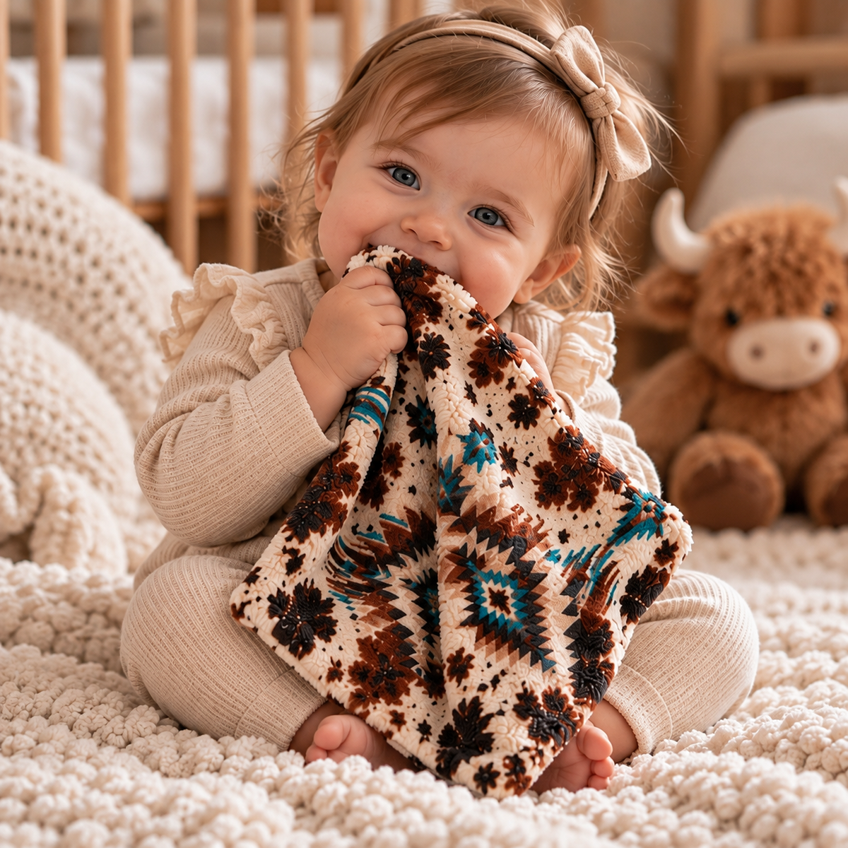 Turquoise Trails Western Plush Lovey Blanket