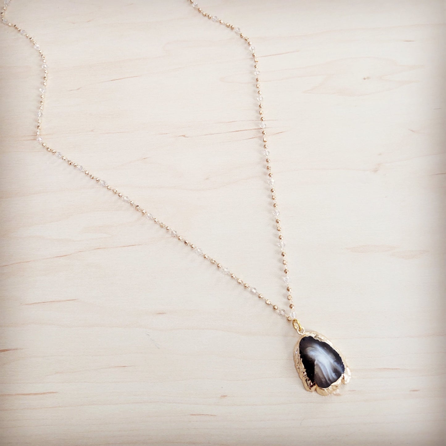 **Gilded Black Agate Necklace 257ma