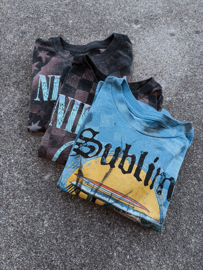 Upcycled By Katie: Sublime Summer Tour Tee – Hand-Bleached One-of-a-Kind 5T (Kids) Shirt – Graphic Tee