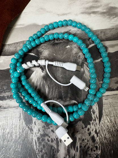 4-Way Turquoise Beaded Phone Charger