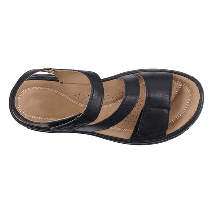 Women's Judy Black Velcro Comfort Flat Sandals