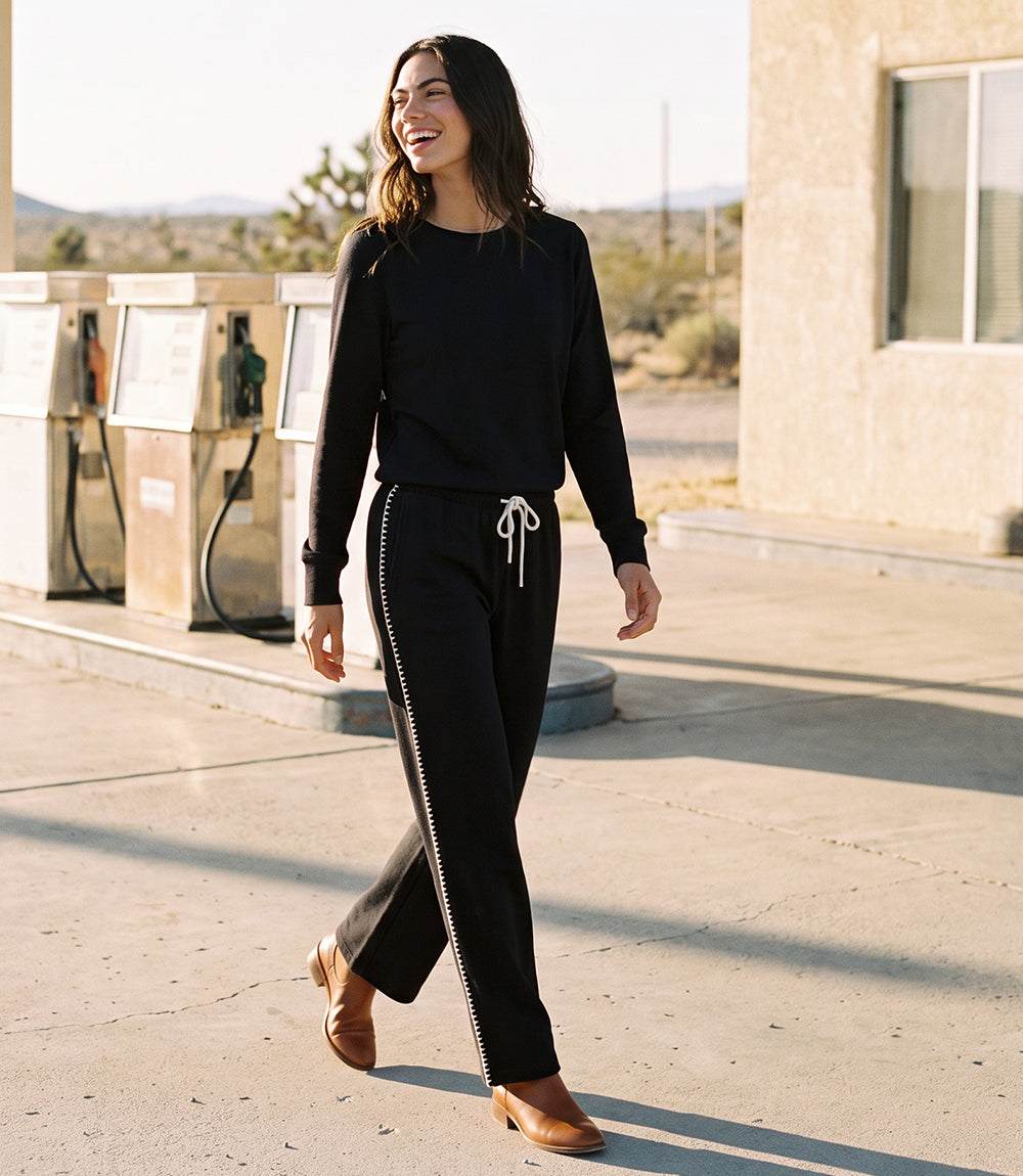 Petite Size Edge Stitch Drawstring Sweatpants