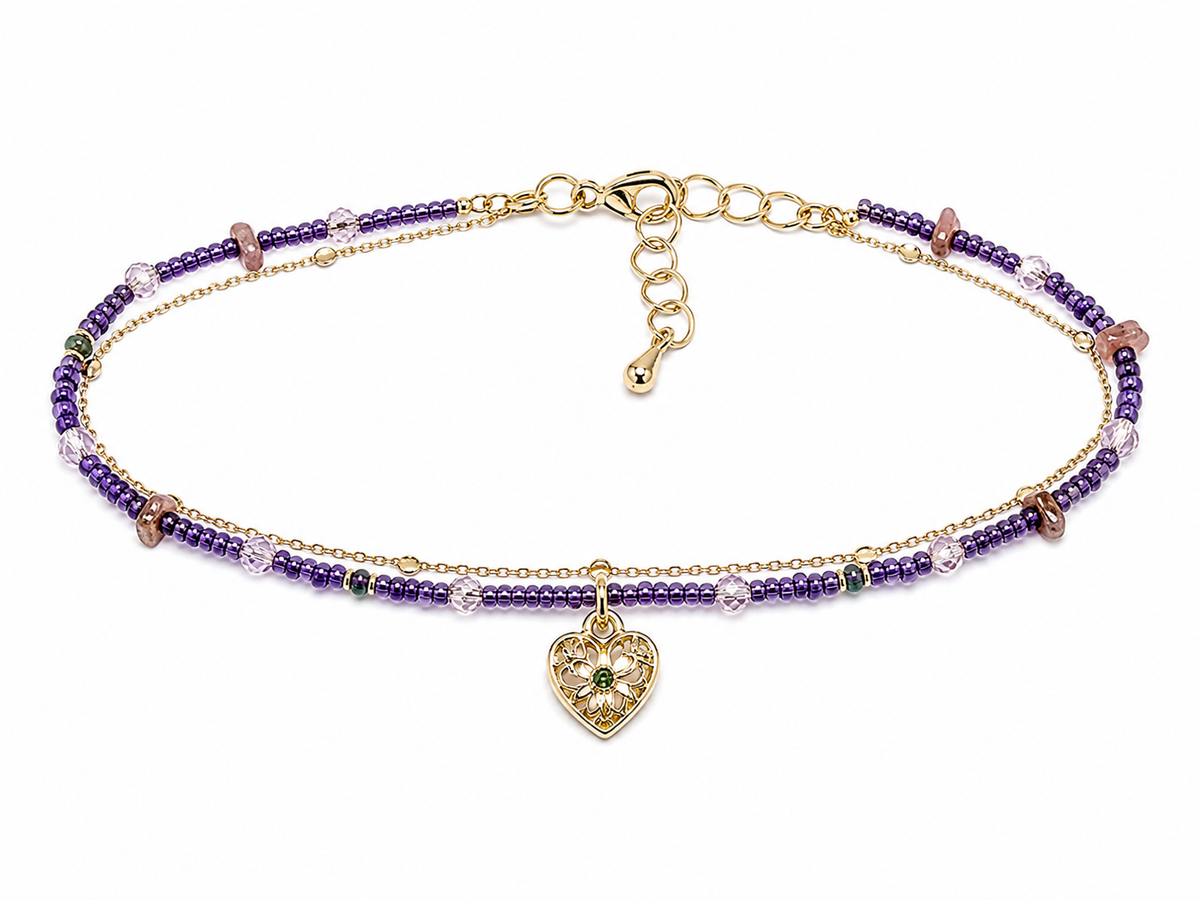 Lavender Whisper Heart Anklet