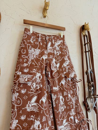 The Ranch Roundup Western Print Cargo Jeans