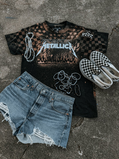 Upcycled By Katie: Metallica Ride the Lightning Bleached Patchwork Tee L (One of a Kind)