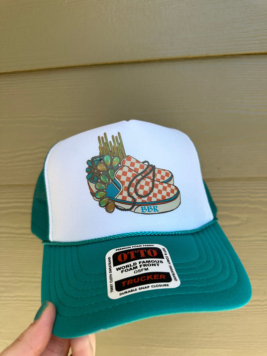BBR Orange checkered shoes Trucker Hat