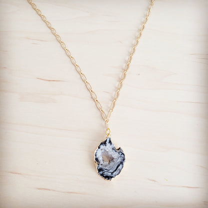 **Gilded Black Agate Necklace 257ma