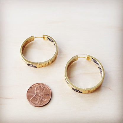Chic Spotted Contour Gold Hoop Earrings 219cj