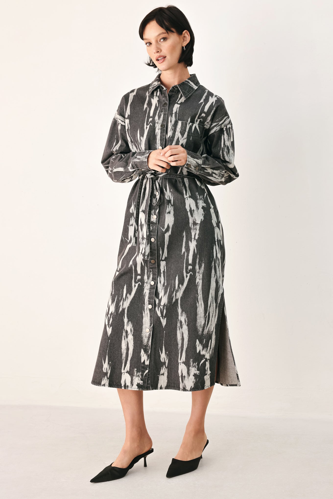 WEEKEND WANDERER GREY DENIM SHIRT DRESS