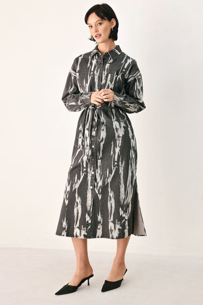 WEEKEND WANDERER GREY DENIM SHIRT DRESS