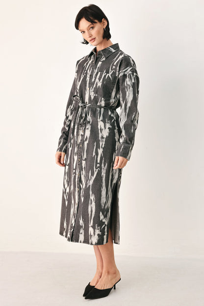 WEEKEND WANDERER GREY DENIM SHIRT DRESS