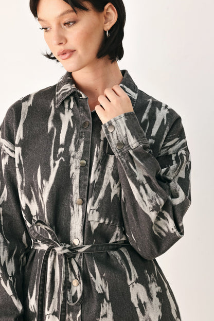 WEEKEND WANDERER GREY DENIM SHIRT DRESS