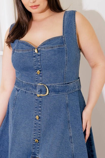 PRETTIEST BEHAVIOR DENIM MIDI DRESS