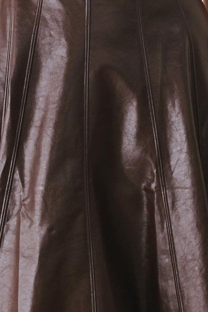 DARK TRUFFLE FAUX LEATHER MIDI DRESS