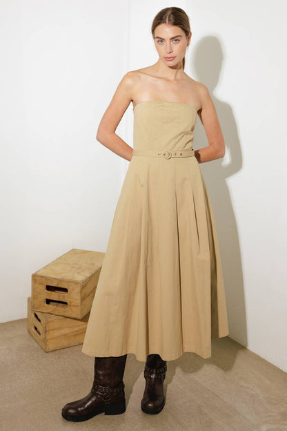 TAKING COMPLIMENTS WOVEN MIDI DRESS