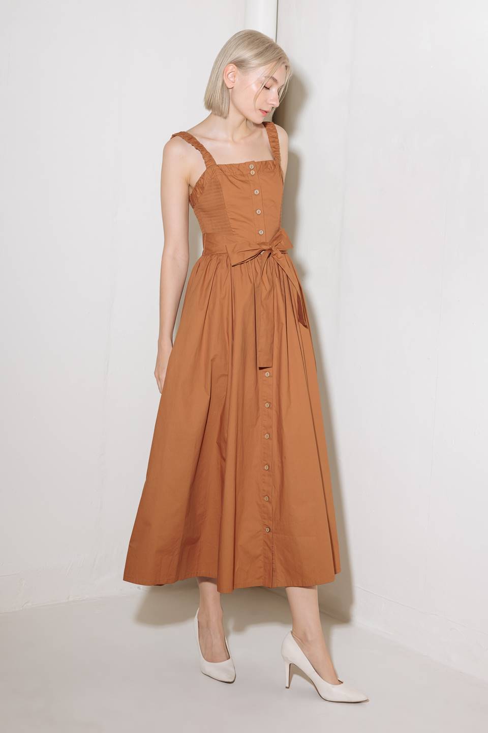 SOAK IN THE SUNSET WOVEN MIDI DRESS