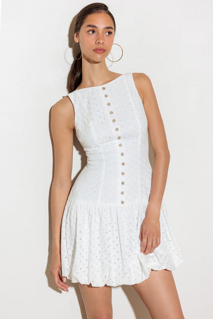 AT FIRST GLANCE WOVEN MINI DRESS