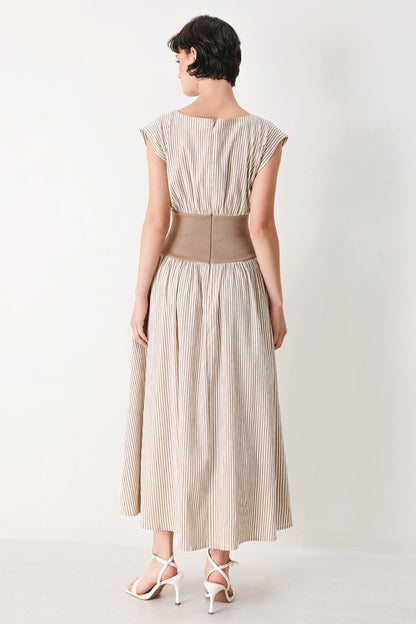 HAMPTONS MORNING STRIPE WOVEN MIDI DRESS