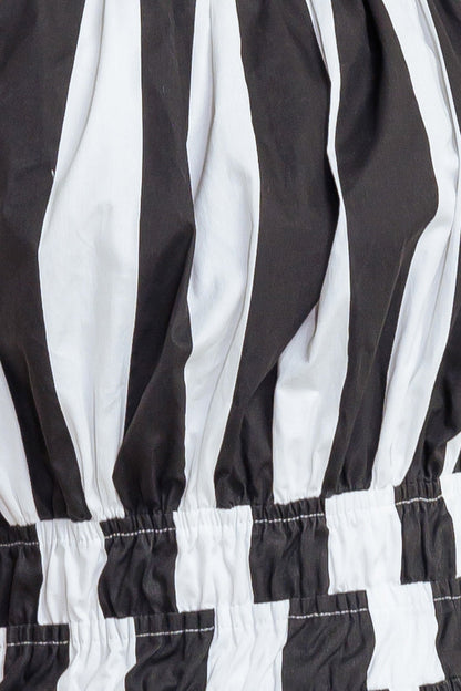 LUXE LINEAR STRIPED WOVEN MIDI DRESS