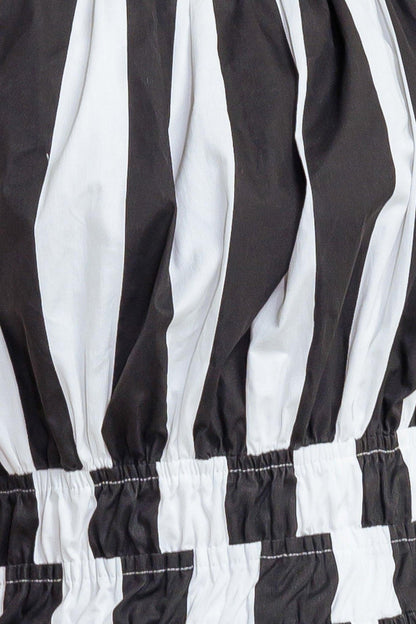 LUXE LINEAR STRIPED WOVEN MIDI DRESS