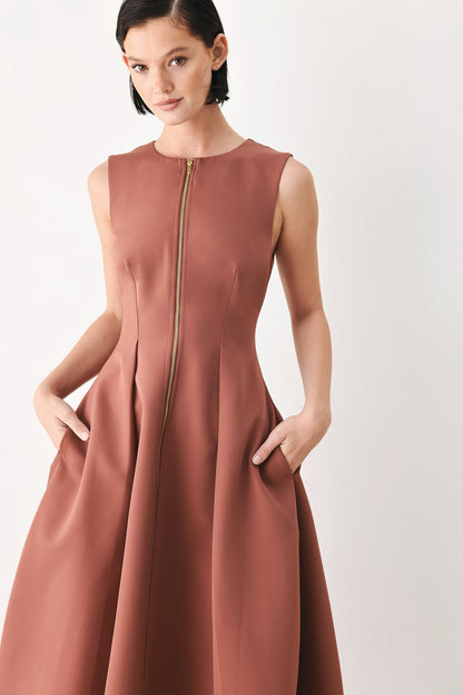 CLAY MODERN SWAY WOVEN MIDI DRESS