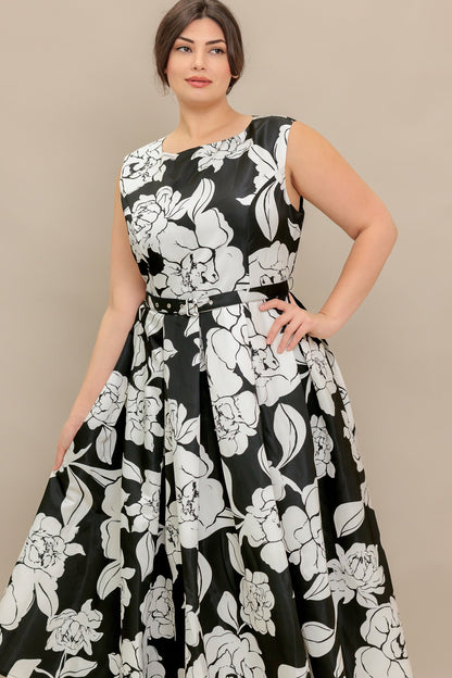 SILENT HEART BLACK WOVEN MIDI DRESS