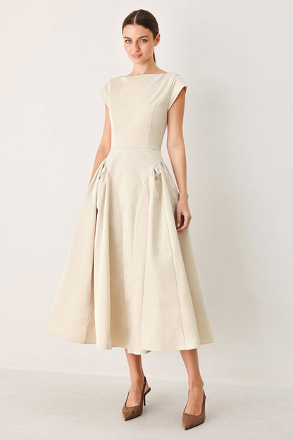 POLISHED OCCASION WOVEN MIDI DRESS