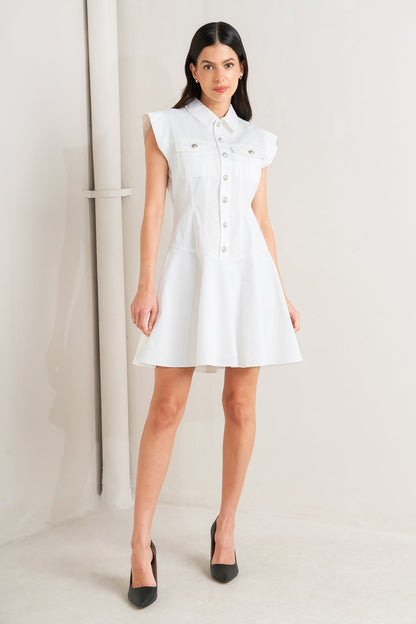 CONFIDENTLY YOURS WHITE WOVEN MINI DRESS