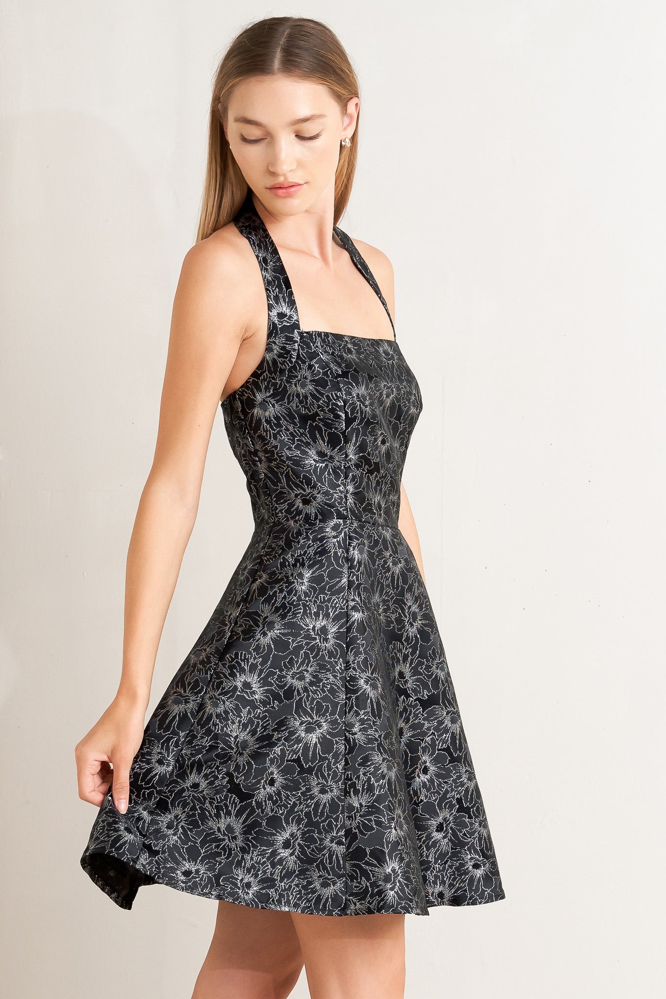 MYSTIC HOUR WOVEN JACQUARD MINI DRESS