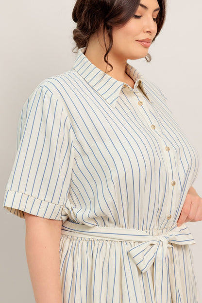 SUNDAY STRIPE WOVEN MIDI DRESS