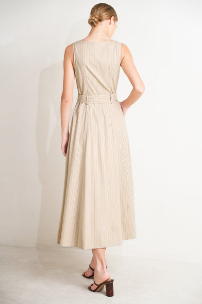 TAILORED IN SUNLIGHT WOVEN MIDI DRESS