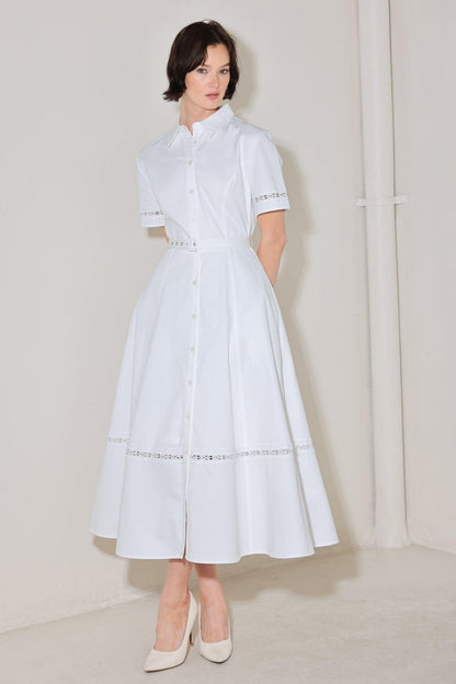 ELEGANT ENCOUNTER WOVEN MIDI DRESS