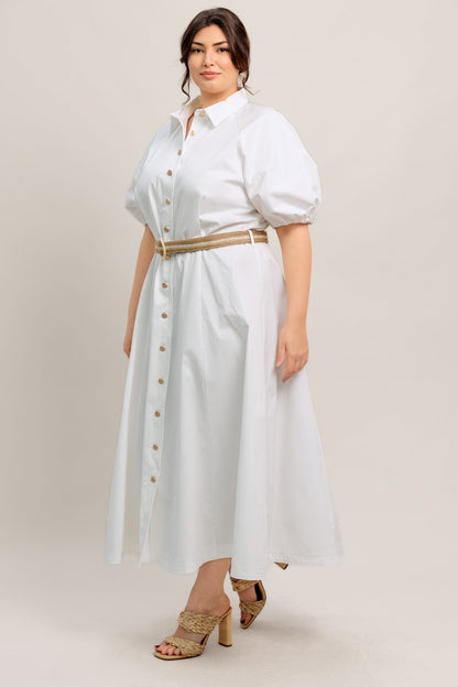 RELAXED TAILOR WOVEN MIDI DRESS