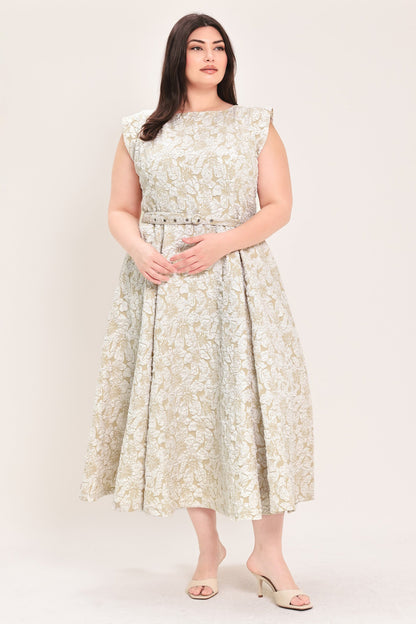 STATEMENT IN IVORY WOVEN MIDI DRESS