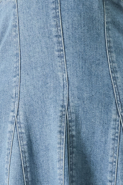 BLUE BLOSSOM DENIM MIDI DRESS