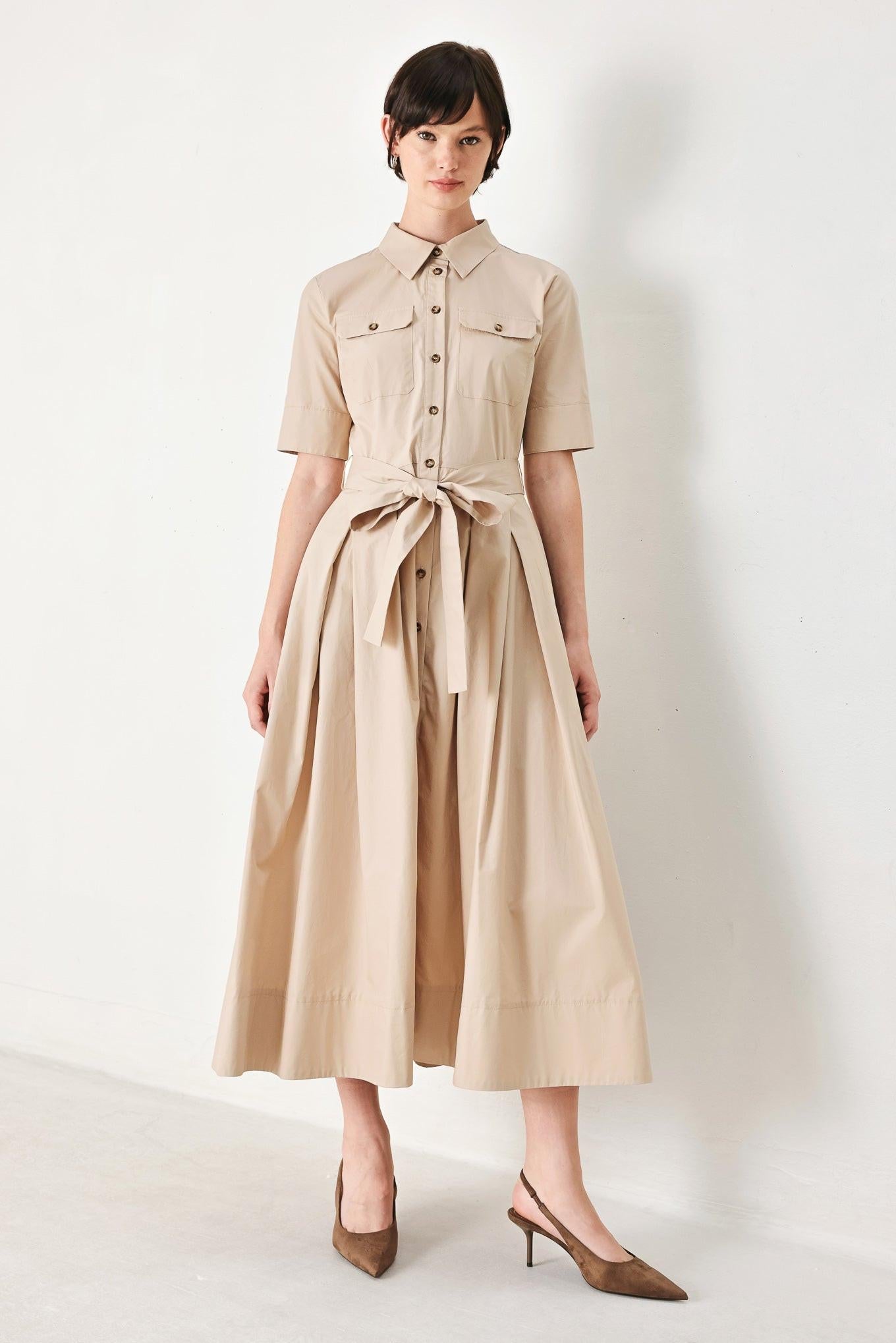 DESERT ICON WOVEN MIDI SHIRT DRESS