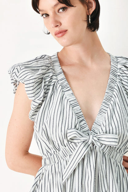 WHISPER STRIPE WOVEN MIDI DRESS